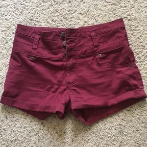 Burgundy high waisted shorts